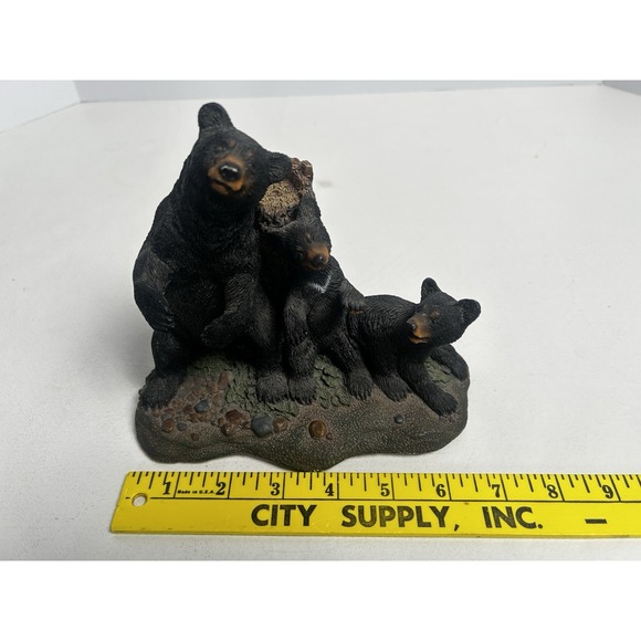 Vintage Living Stone Figurine "Bear Scratching Lessons" Momma Bear & Cubs 1998 - Picture 8 of 9